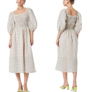 Just Female Avi Black Polka Off White Midi Dress‎